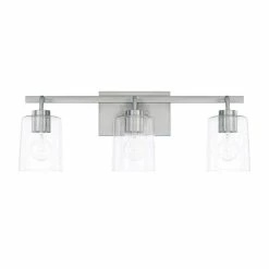 Buy ⌛ Capital Lighting Greyson 14-1/2 x 9-1/4 in. 300W 3-Light Medium E-26 Incandescent Vanity Fixture with Clear Seeded Glass in Brushed Nickel 👏