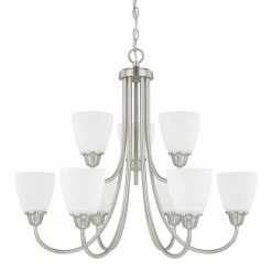 Cheapest 🎁 Capital Lighting Trenton 100W 9-Light Medium E-26 Incandescent Chandelier in Brushed Nickel 🎉