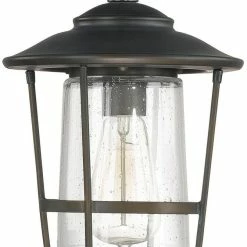 Promo 🥰 Capital Lighting Creekside 12 in. 100W 1-Light Flush Mount Ceiling Light with Seeded Glass in Old Bronze 🥰