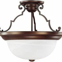 Cheapest 🛒 Capital Lighting 14 x 15 in. 3-Light Semi-Flush Fixture in Burnished Bronze with White Faux Alabaster Glass Shade 💯