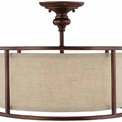 Outlet 😀 Capital Lighting Midtown 13 x 17 in. 60 W 3-Light Medium Semi-Flush Mount Ceiling Fixture in Burnished Bronze 💯