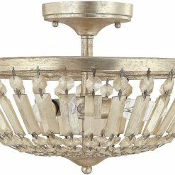 Cheap 🎉 Capital Lighting Fifth Avenue 9-1/2 in. 3-Light Semi-Flushmount Ceiling Fixture in Winter Gold with Painted Crystal Glass Shade 🥰