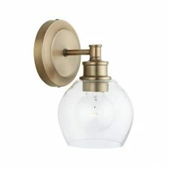 Outlet 😉 Capital Lighting Mid Century 100W 1-Light Medium Incandescent Wall Sconce in Aged Brass 🔥