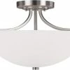 Buy 🎉 Capital Lighting Stanton 10 in. 3-Light Semi-Flushmount Ceiling Fixture in Brushed Nickel with Soft White Glass Shade 🧨