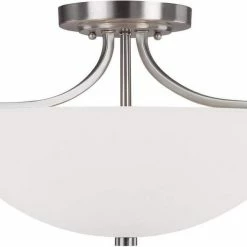 Buy 🎉 Capital Lighting Stanton 10 in. 3-Light Semi-Flushmount Ceiling Fixture in Brushed Nickel with Soft White Glass Shade 🧨