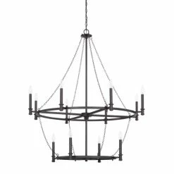 Best reviews of 🔔 Capital Lighting Lancaster 60W 12-Light Candelabra E-12 Incandescent Chandelier in Black Iron 🔔