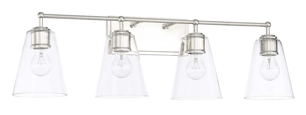 Promo π₯ Capital Lighting Vanity 100W 4-Light Incandescent Vanity Fixture in Polished Nickel π 1 Promo π₯ Capital Lighting Vanity 100W 4-Light Incandescent Vanity Fixture in Polished Nickel π