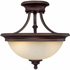 Hot Sale 🌟 Capital Lighting Belmont 14 x 14-1/2 in. 100 W 2-Light Medium Semi-Flush Mount Ceiling Fixture in Brushed Bronze ⭐