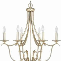 Hot Sale 🔔 Capital Lighting Bailey 30-1/2 in. 6-Light Candelabra E-12 Base Chandelier in Winter Gold 🎁