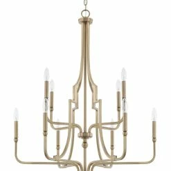 Deals 🎉 Capital Lighting Dawson 60W 10-Light Candelabra E-12 Incandescent Chandelier in Aged Brass 🧨