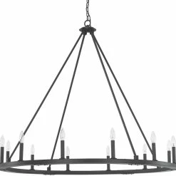 Best Sale 👍 Capital Lighting Pearson 41-1/2 in. 12-Light Candelabra E-12 Base Chandelier in Black Iron 👍