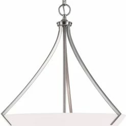 Promo ✔️ Capital Lighting Stanton 23 in. 100W 3-Light Pendant Fixture in Brushed Nickel with Soft White Glass Shade ✔️