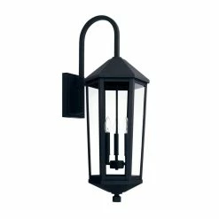 Outlet 🌟 Capital Lighting Ellsworth 60W 3-Light Candelabra E-12 Incandescent Outdoor Wall Sconce in Black 😀
