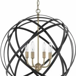 Best deal ❤️ Capital Lighting Axis 60W 4-Light Candelabra E-12 Incandescent Pendant in Aged Brass 😍