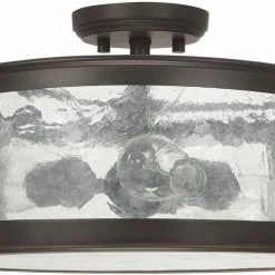 Promo ⌛ Capital Lighting Dylan 9-1/2 in. 100W 3-Light Flush Mount Ceiling Light with Antique Water Glass in Old Bronze 😀