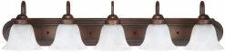 Cheapest 🥰 Capital Lighting Vanity 7-3/4 in. 100W 5-Light Vanity Fixture in Burnished Bronze with White Faux Alabaster Glass Shade ❤️