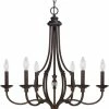 Deals 👏 Capital Lighting Leigh 30-19/50 in. 6-Light Candelabra E-12 Base Chandelier in Burnished Bronze ❤️