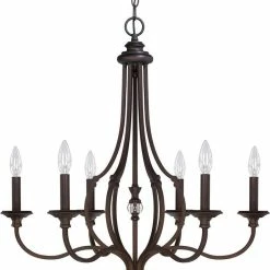 Deals 👏 Capital Lighting Leigh 30-19/50 in. 6-Light Candelabra E-12 Base Chandelier in Burnished Bronze ❤️