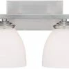 Buy 🧨 Capital Lighting Chapman 9 in. 100W 2-Light Vanity Fixture in Matte Nickel with Soft White Glass Shade 🔔