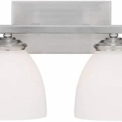Buy 🧨 Capital Lighting Chapman 9 in. 100W 2-Light Vanity Fixture in Matte Nickel with Soft White Glass Shade 🔔