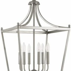 Budget 🎉 Capital Lighting Stanton 60W 6-Light Candelabra E-12 Pendant in Brushed Nickel ✨
