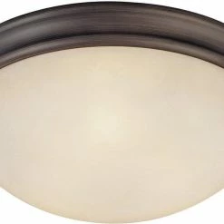 Discount 😉 Capital Lighting 4-1/4 x 14 in. 3-Light Ceiling Fixture in Oil Rubbed Bronze with Mist Scavo Glass Shade 💯
