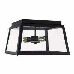 Buy ✨ Capital Lighting Leighton 60W 3-Light Incandescent Flush Mount Outdoor Ceiling Fixture in Black 🎁