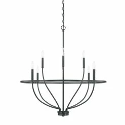 Best Pirce 🔥 Capital Lighting Greyson 60W 8-Light Candelabra E-12 Incandescent Chandelier in Matte Black ✔️