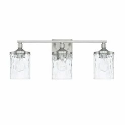 Buy ✔️ Capital Lighting Cotton 24 x 10 in. 300W 3-Light Medium E-26 Incandescent Vanity Fixture with Clear Water Glass in Brushed Nickel 😀