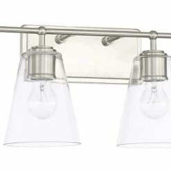 Best deal 🎁 Capital Lighting Vanity 100W 4-Light Vanity with Clear Glass in Brushed Nickel 🌟