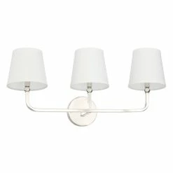 Deals 🛒 Capital Lighting Dawson 16 x 12 in. 180W 3-Light Candelabra E-12 Incandescent Vanity Fixture with White and Stay Straight Glass in Polished Nickel 🌟