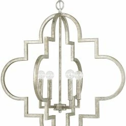 Best Sale 💯 Capital Lighting Ellis 28-1/4 in. 4-Light Candelabra E-12 Base Incandescent Pendant in Antique Silver 🧨