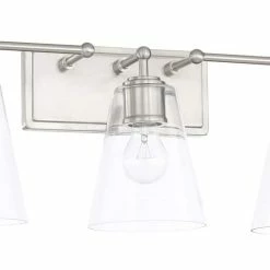 Hot Sale ✔️ Capital Lighting Vanity 100W 3-Light Vanity with Clear Glass in Brushed Nickel 🥰