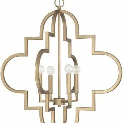 Budget 😉 Capital Lighting Ellis 28-1/4 in. 4-Light Candelabra Pendant in Brushed Gold 🎉