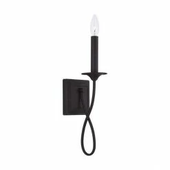 Cheap 👏 Capital Lighting Vincent 60W 1-Light Candelabra Incandescent Wall Sconce in Black Iron 🔔