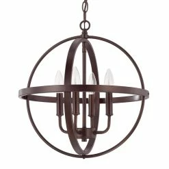 Outlet 🎁 Capital Lighting HomePlace 4-Light Candelabra E-12 Base Incandescent Pendant in Bronze ✔️