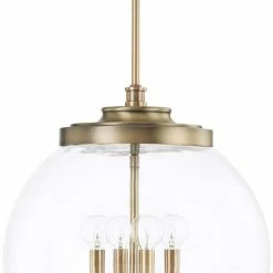 New 🥰 Capital Lighting Mid-Century 60W 4-Light Pendant in Aged Brass ✔️