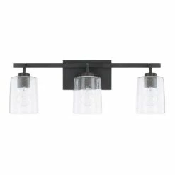 Brand new 🎁 Capital Lighting Greyson 14-1/2 x 9-1/4 in. 300W 3-Light Medium E-26 Incandescent Vanity Fixture with Clear Seeded Glass in Bronze 🤩