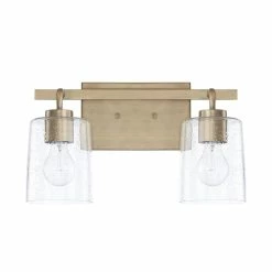 Promo 🥰 Capital Lighting Greyson 100W 2-Light Medium E-26 Incandescent Vanity Fixture in Aged Brass ❤️