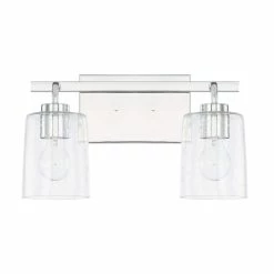 New 🌟 Capital Lighting Greyson 14-1/2 x 9-1/4 in. 100W 2-Light Medium E-26 Incandescent Vanity Fixture with Clear Seeded Glass in Polished Chrome ✨