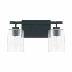 Flash Sale 😍 Capital Lighting Greyson 14-1/2 x 9-1/4 in. 100W 2-Light Medium E-26 Incandescent Vanity Fixture with Clear Seeded Glass in Matte Black ✨
