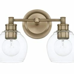 Discount 😍 Capital Lighting Mid-Century 100W 2-Light Vanity Fixture in Aged Brass 🔥