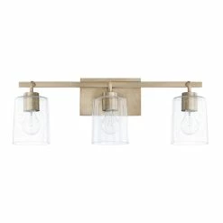 Promo 🛒 Capital Lighting Greyson 100W 3-Light Medium E-26 Incandescent Vanity Fixture in Aged Brass 🛒