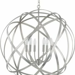 Best Sale 🤩 Capital Lighting Axis 60W 6-Light Candelabra E-12 Incandescent Pendant in Brushed Nickel 💯