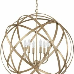 Cheapest 🛒 Capital Lighting Axis 6-Light Pendant with Crystal in Winter Gold 🛒