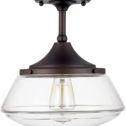 Budget 💯 Capital Lighting 11-1/2 in. 75W 1-Light Medium E-26 Incandescent Ceiling Light with Clear Glass in Burnished Bronze 😉
