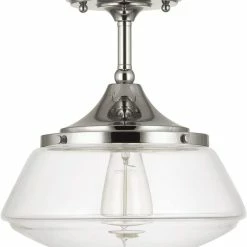 Outlet ⌛ Capital Lighting 75 W 1-Light Medium Incandescent Semi-Flush Ceiling Light in Polished Nickel 🛒