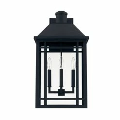 Coupon 🤩 Capital Lighting Braden 60W 3-Light Candelabra E-12 Incandescent Outdoor Wall Sconce in Black ⭐