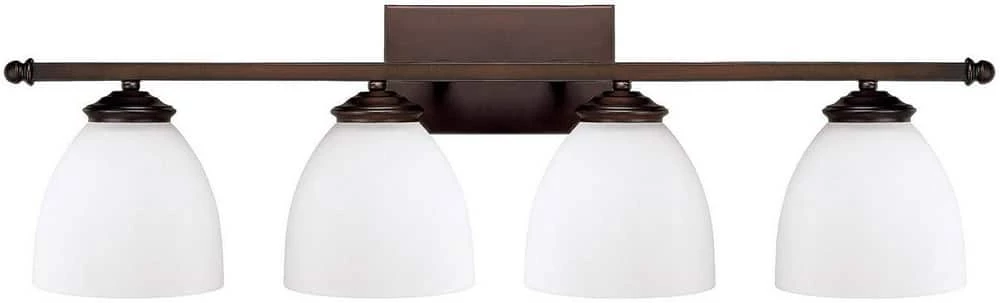 Best deal 𧨠Capital Lighting Chapman 9 in. 100W 4-Light Vanity Fixture in Burnished Bronze with Soft White Glass Shade β¨ 1 Best deal 𧨠Capital Lighting Chapman 9 in. 100W 4-Light Vanity Fixture in Burnished Bronze with Soft White Glass Shade β¨