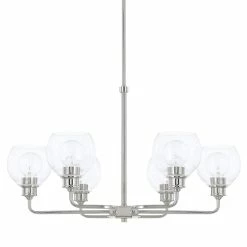New 👏 Capital Lighting Mid-Century 100W 6-Light Medium E-26 Incandescent Chandelier in Polished Nickel 🥰
